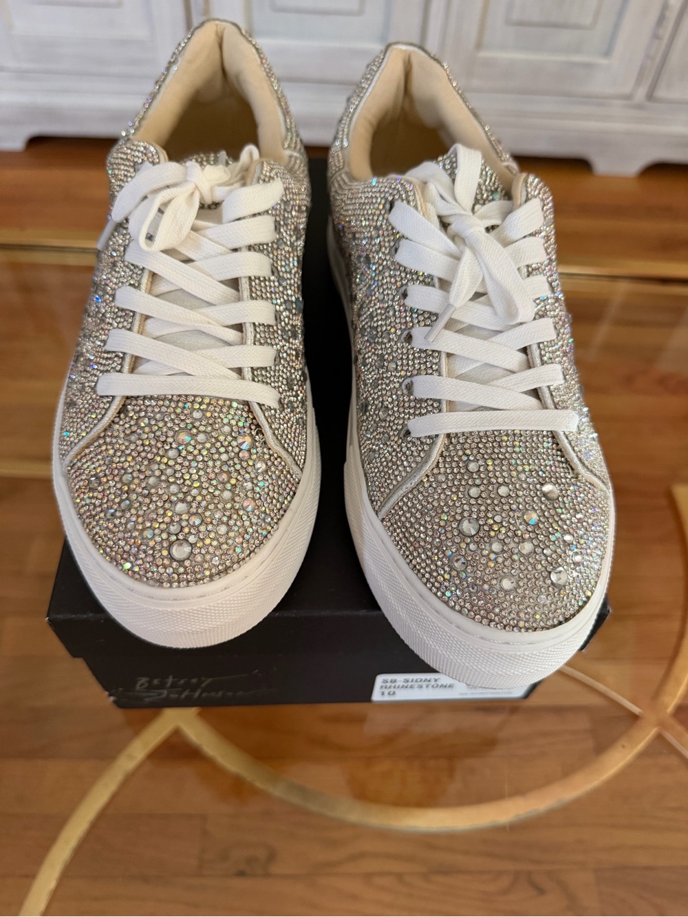 Betsey Johnson Silver Crystal Embellished Women's Sneakers